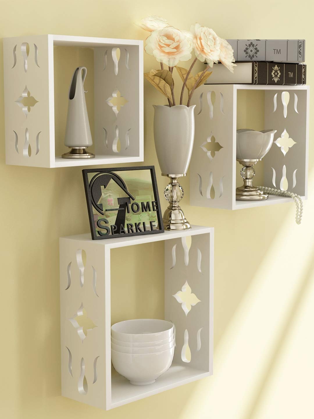 

Home Sparkle White Set of 3 Cube Wall Shelves