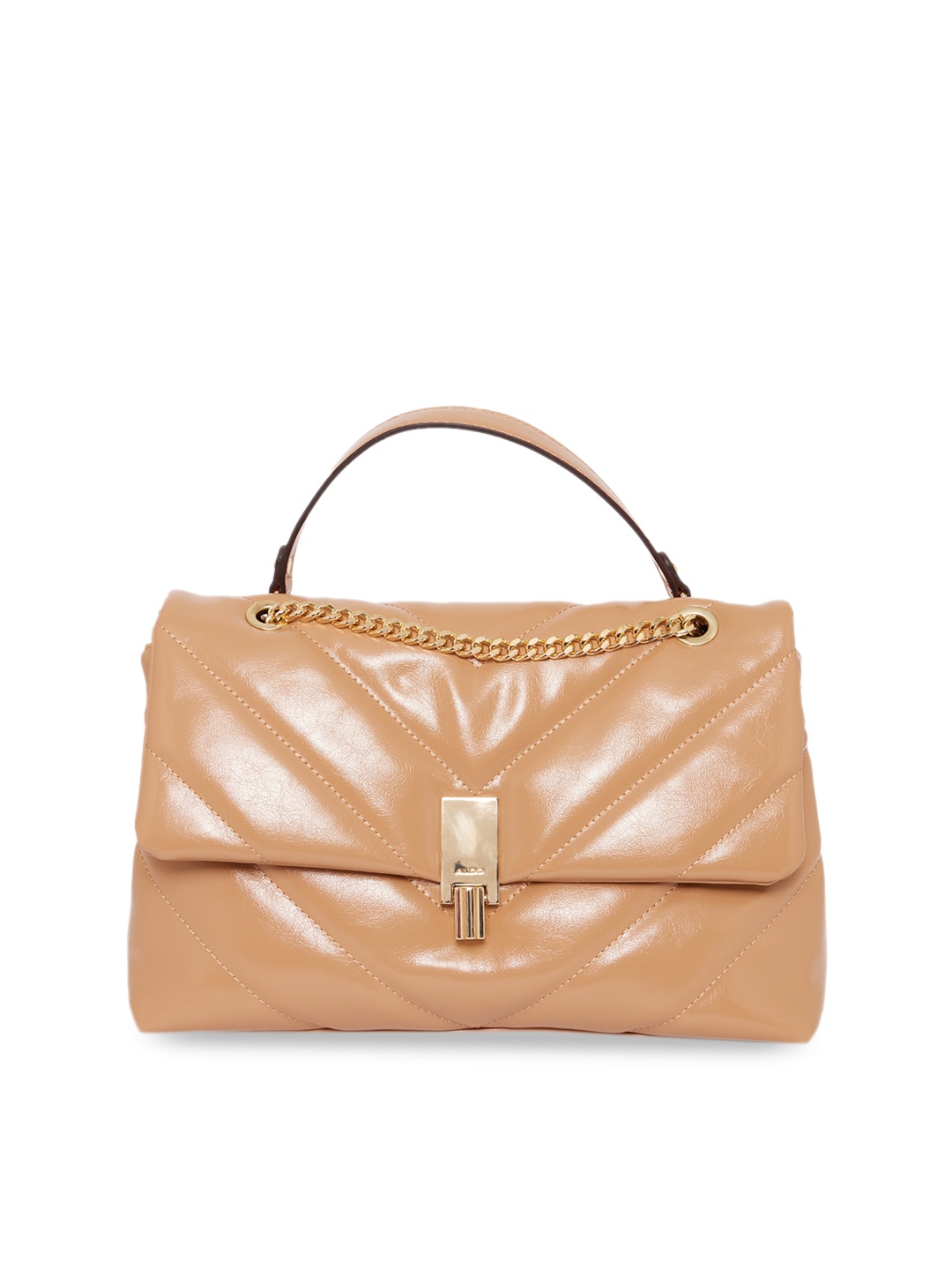 

ALDO Brown Textured PU Structured Handheld Bag