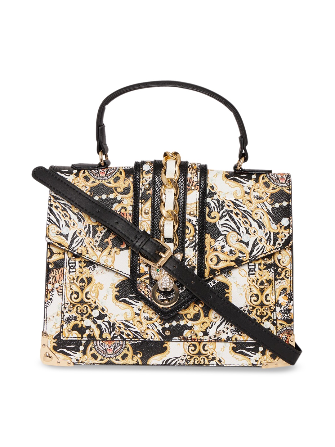 

ALDO Black & White Printed PU Structured Satchel