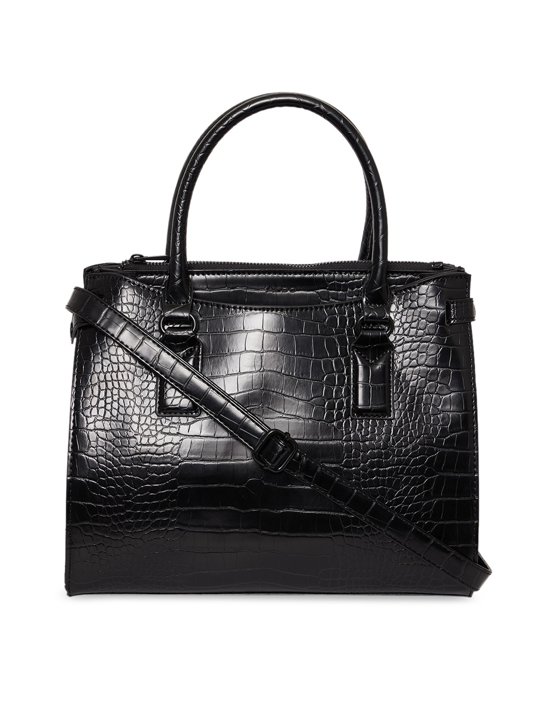 

ALDO Black Animal Textured PU Structured Handheld Bag