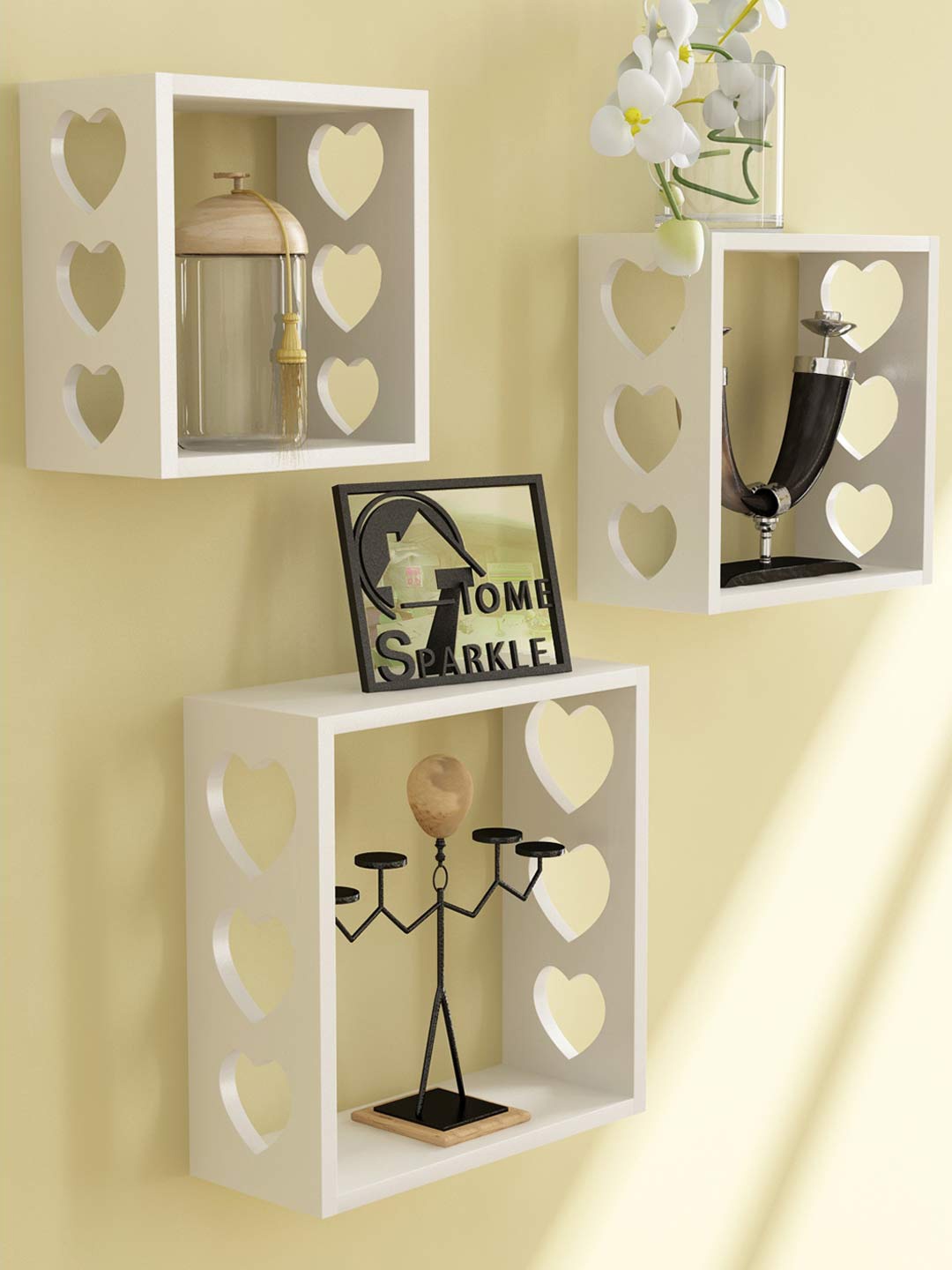 

Home Sparkle White Set of 3 Cube Wall Shelves