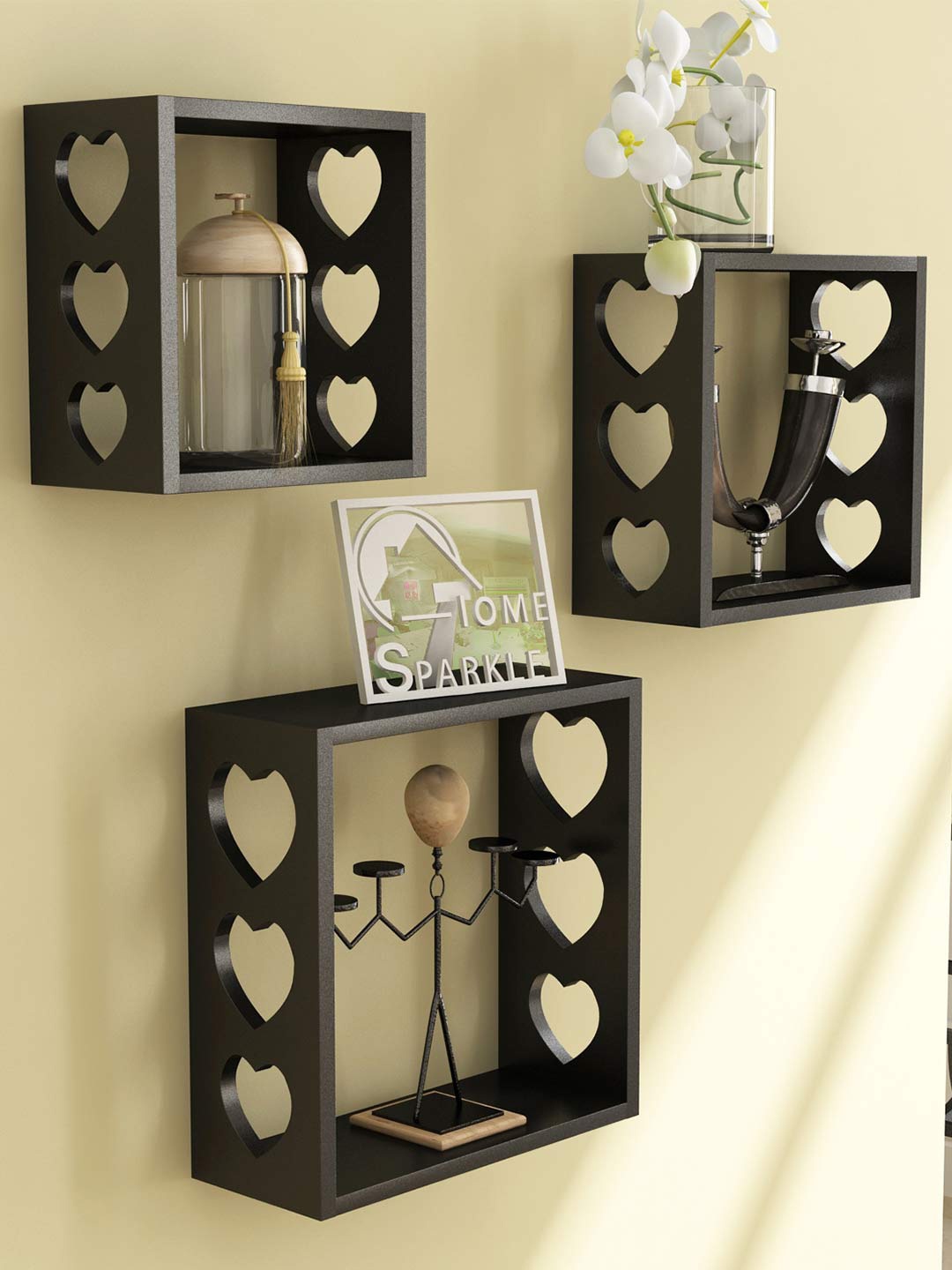 

Home Sparkle Black Set of 3 Cube Wall Shelves