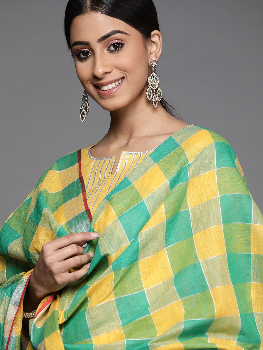 

Libas Women Yellow Gotta Patti Pure Cotton Kurta with Palazzos & With Dupatta