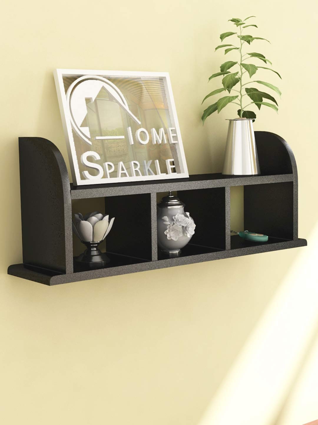 

Home Sparkle Black Straight Wall Shelf