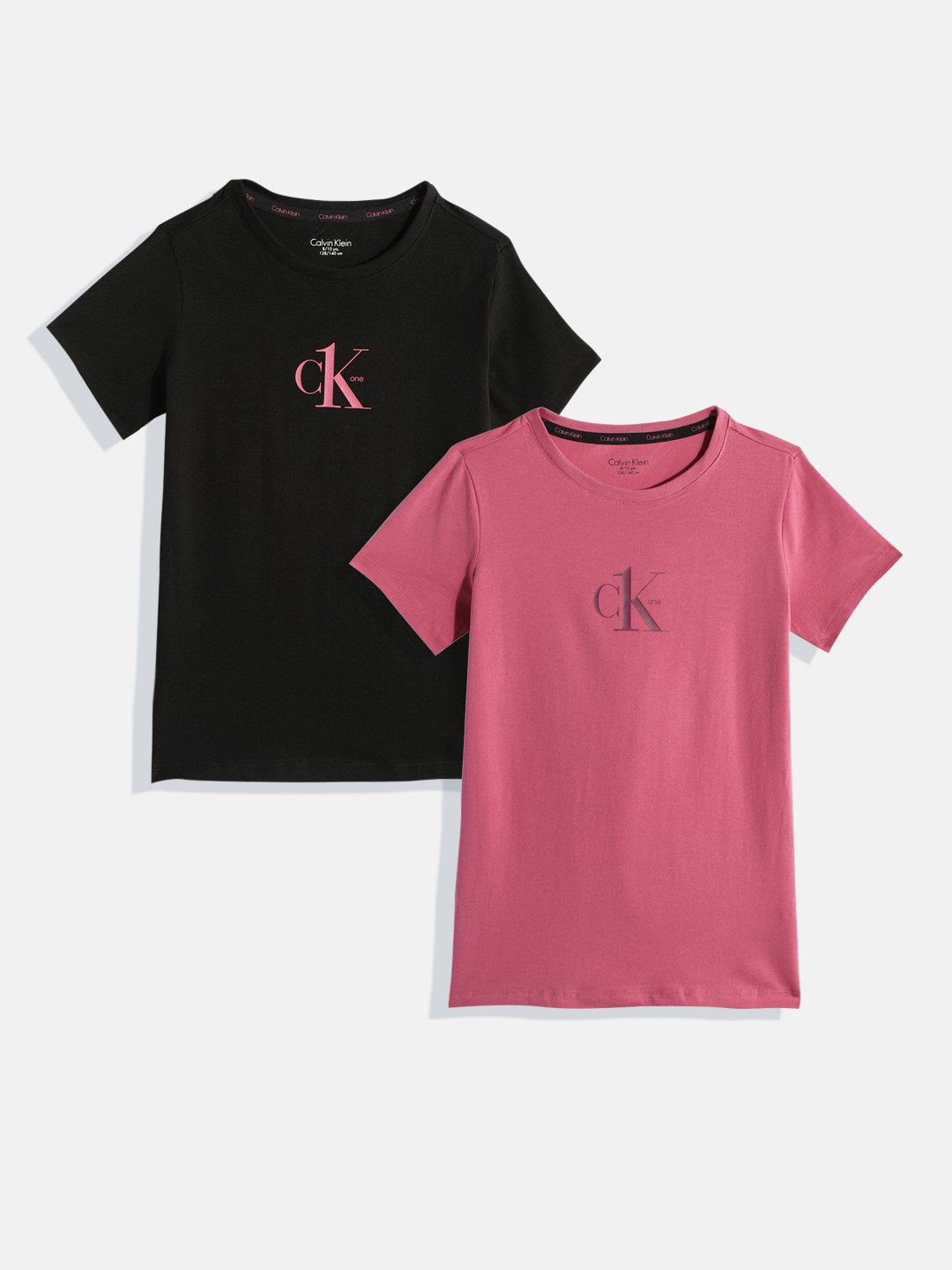 

Calvin Klein Underwear Girls Pack Of 2 Black & Pink Brand Logo T-shirt