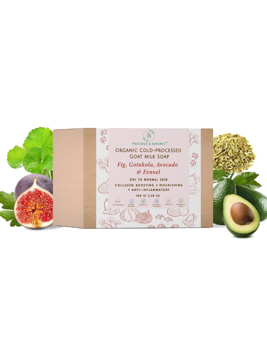 

Precious and Natures Organic & Cold Processed Goat Milk Soap - 100 g, Brown