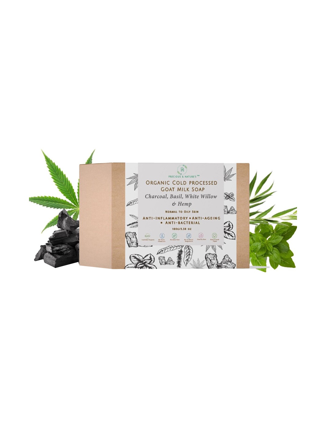 

Precious and Natures Organic & Cold Processed Goat Milk Soap - 100g, Brown