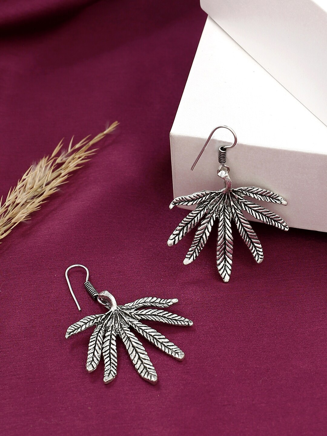 

VIRAASI Silver-Toned Contemporary Drop Earrings