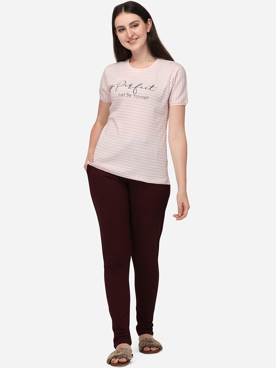

Lenissa Women Pink & Maroon Striped Night suit