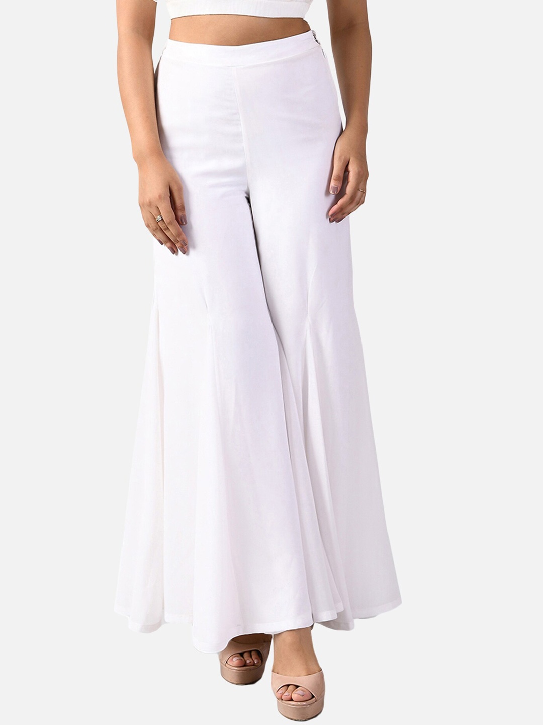 

ATTIC SALT Women White Comfort Loose Fit Trousers