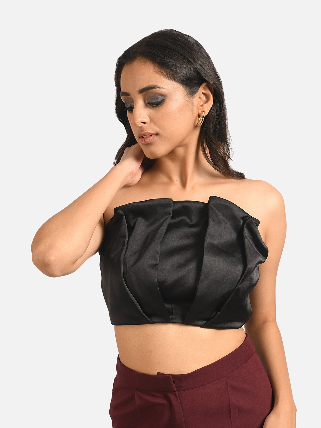 

ATTIC SALT Black Satin Crop Top