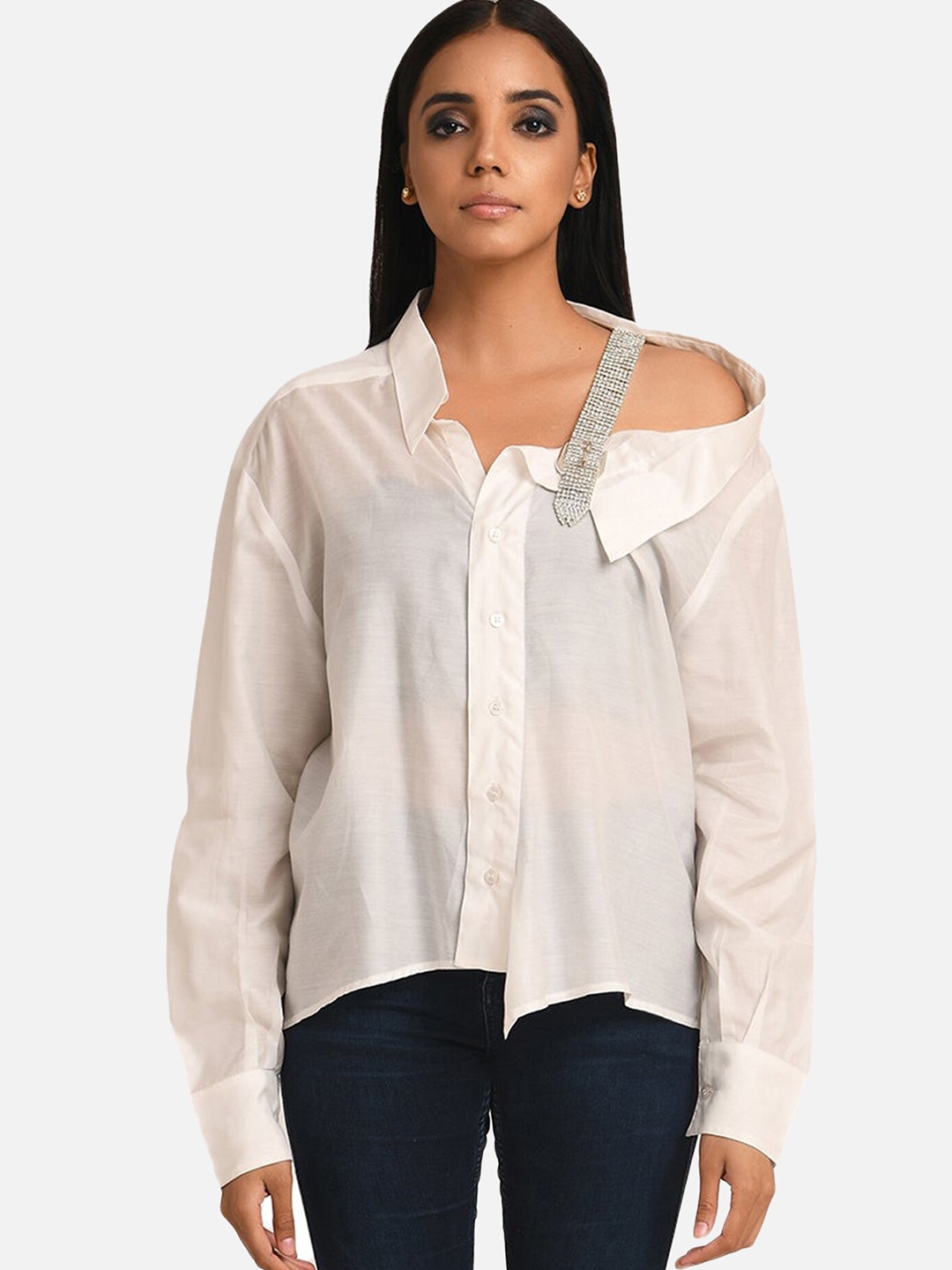 

ATTIC SALT Women White Party Shirt