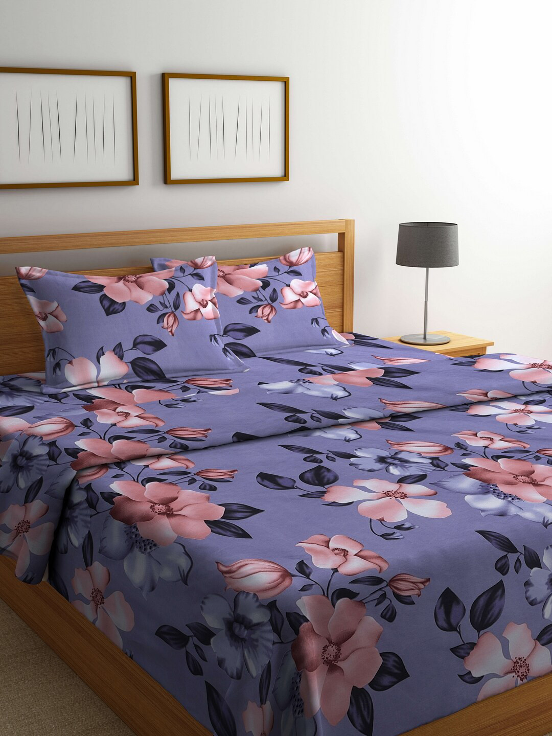 

Arrabi Purple & Peach-Coloured Floral Mild Winter 550 GSM Double Bed Comforter