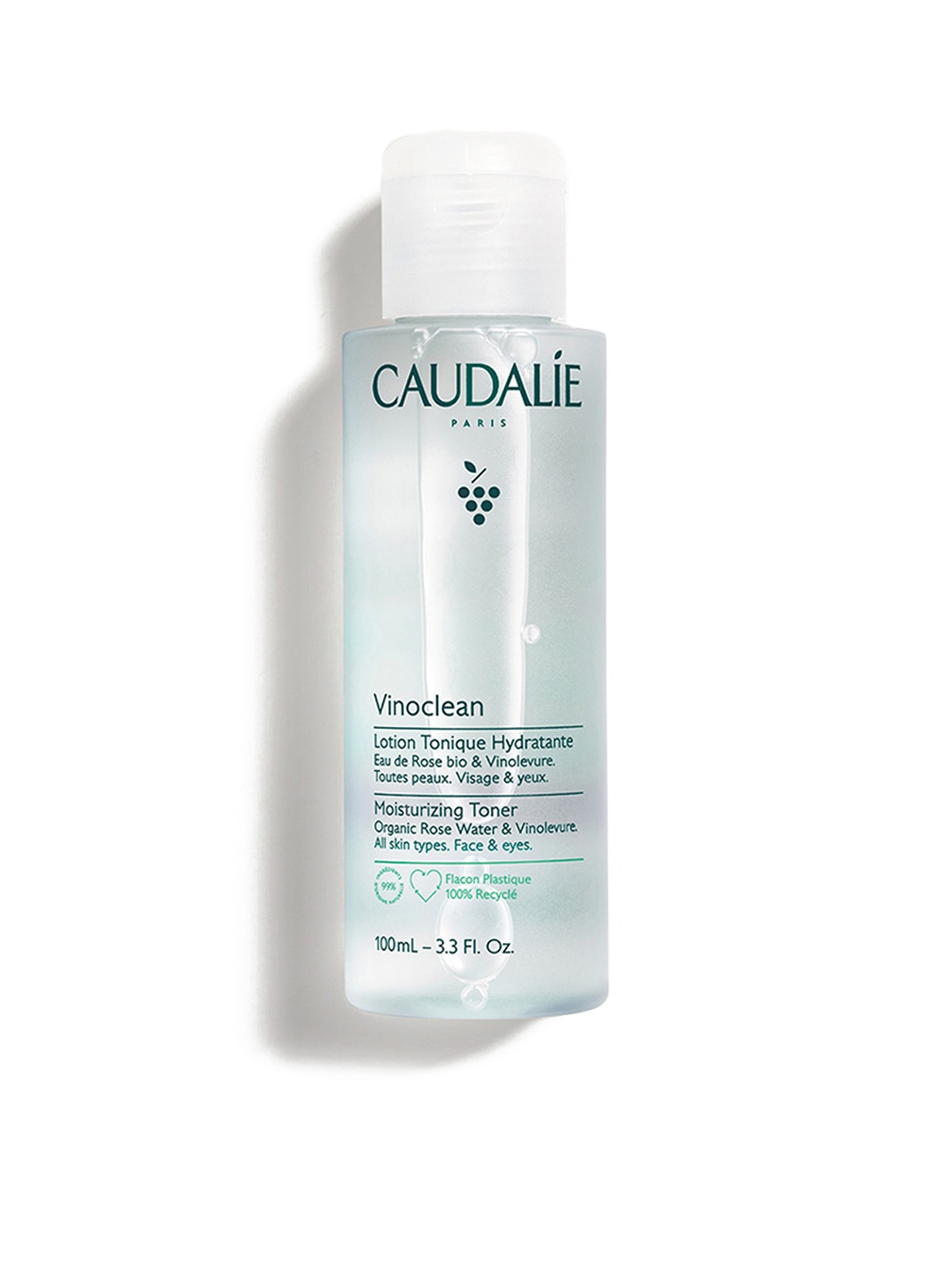 

Caudalie Vinoclean Moisturizing Toner with Organic Rose Water & Vinolevure - 100 ml, Transparent