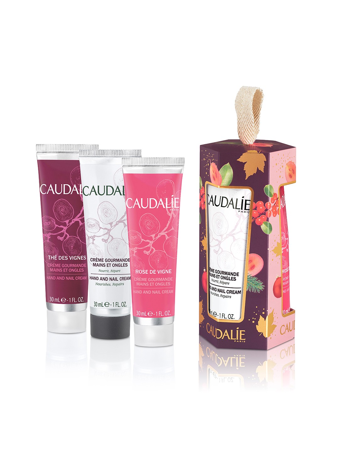

Caudalie Set of 3 Hand & Nail Cream - 30 ml Each, Pink