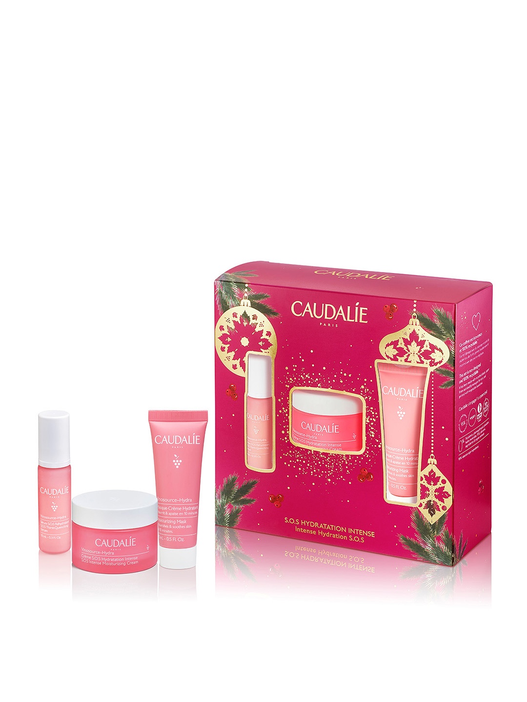 

Caudalie Vinosource-Hydra S.O.S Intense Hydration Vegan Skin Care Gift Set, Pink