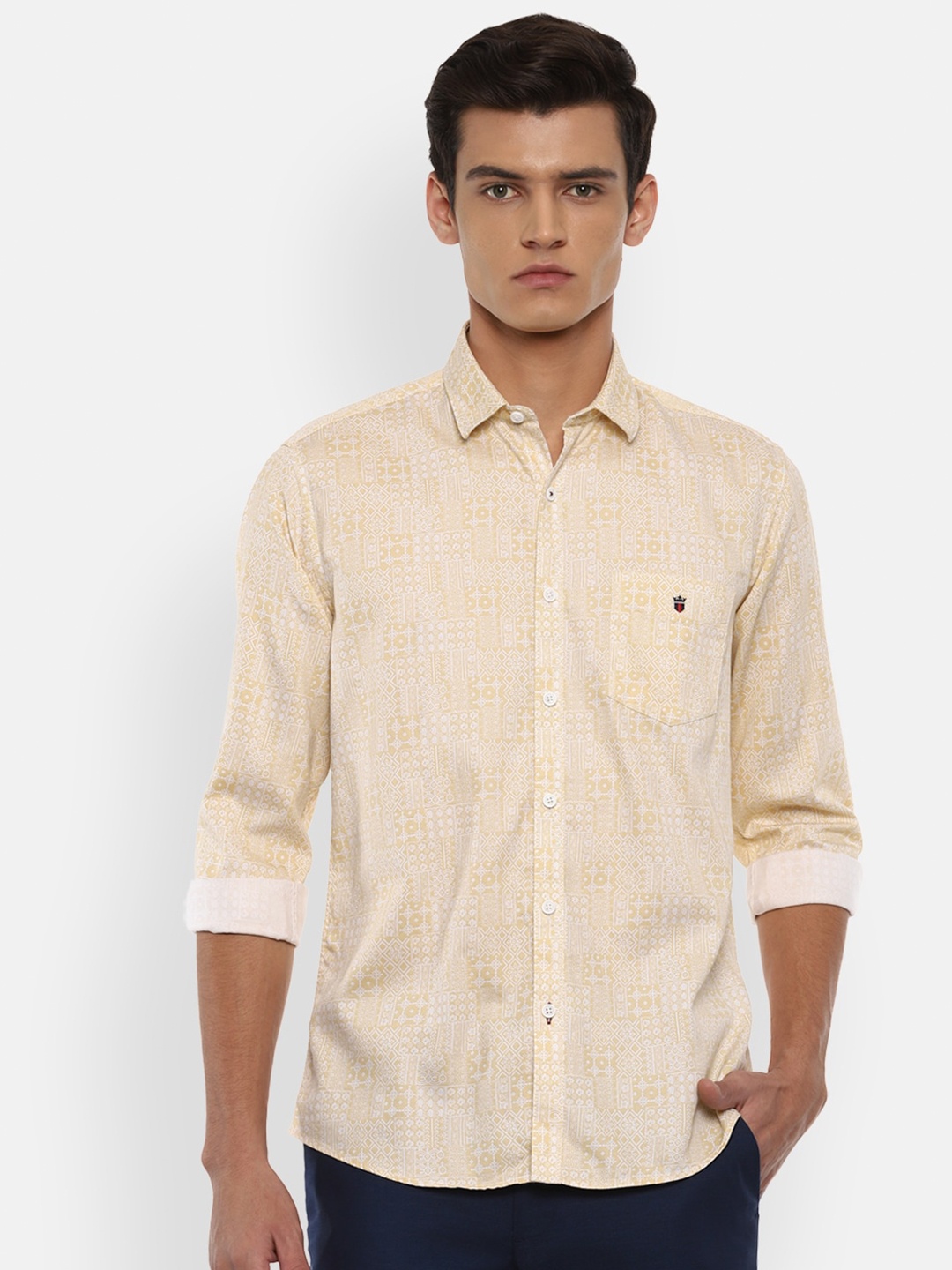 

Louis Philippe Sport Men Beige Slim Fit Printed Pure Cotton Casual Shirt