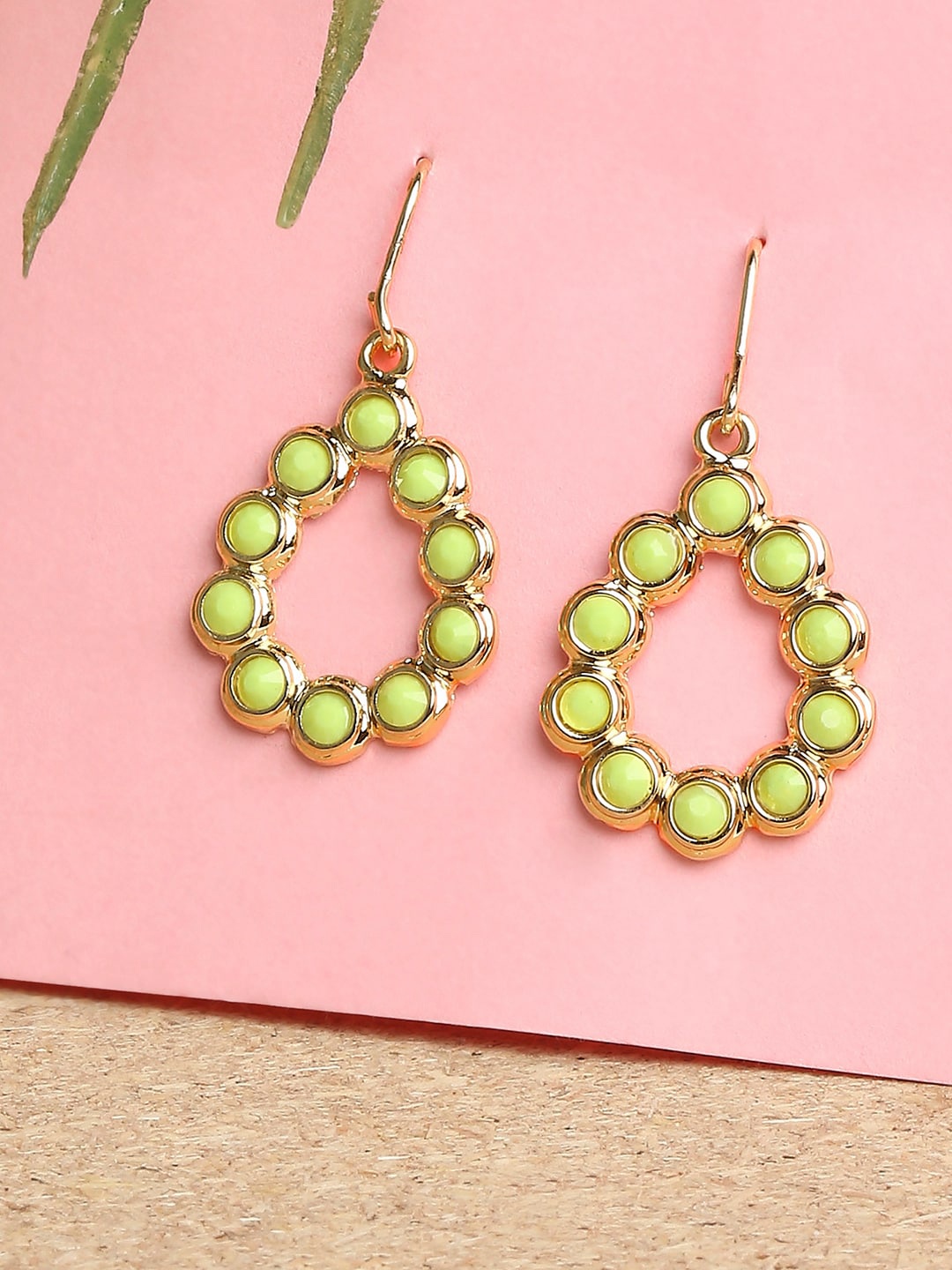

Lilly & sparkle Green Gold-Plated Contemporary Drop Earrings