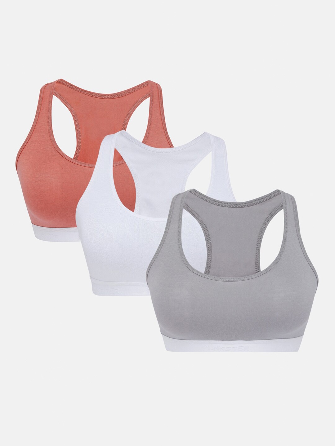 

Punkster Pack of 3 Racer Back Sports Bra, Rust