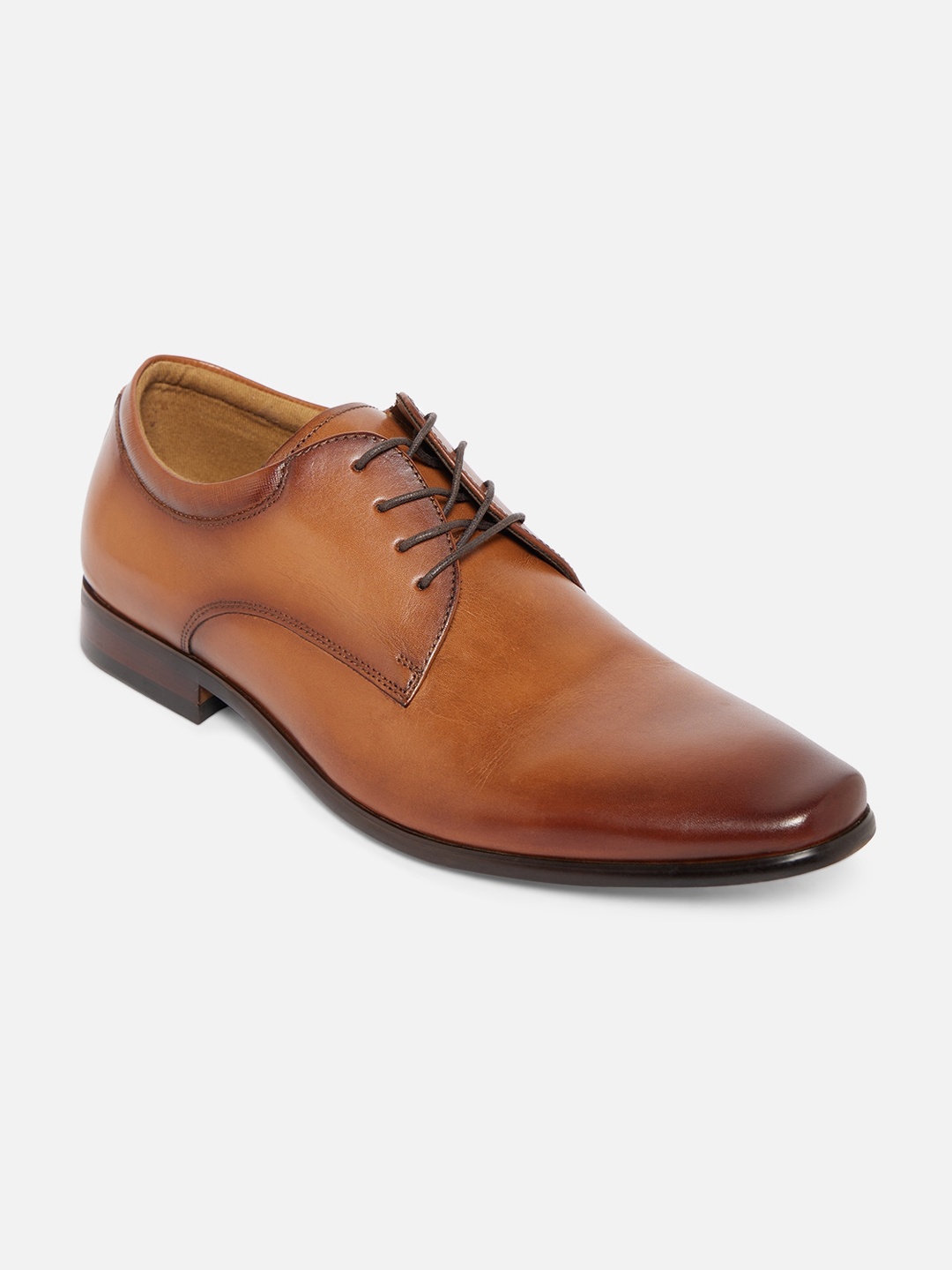 

ALDO Men Brown Solid Leather Formal Derbys