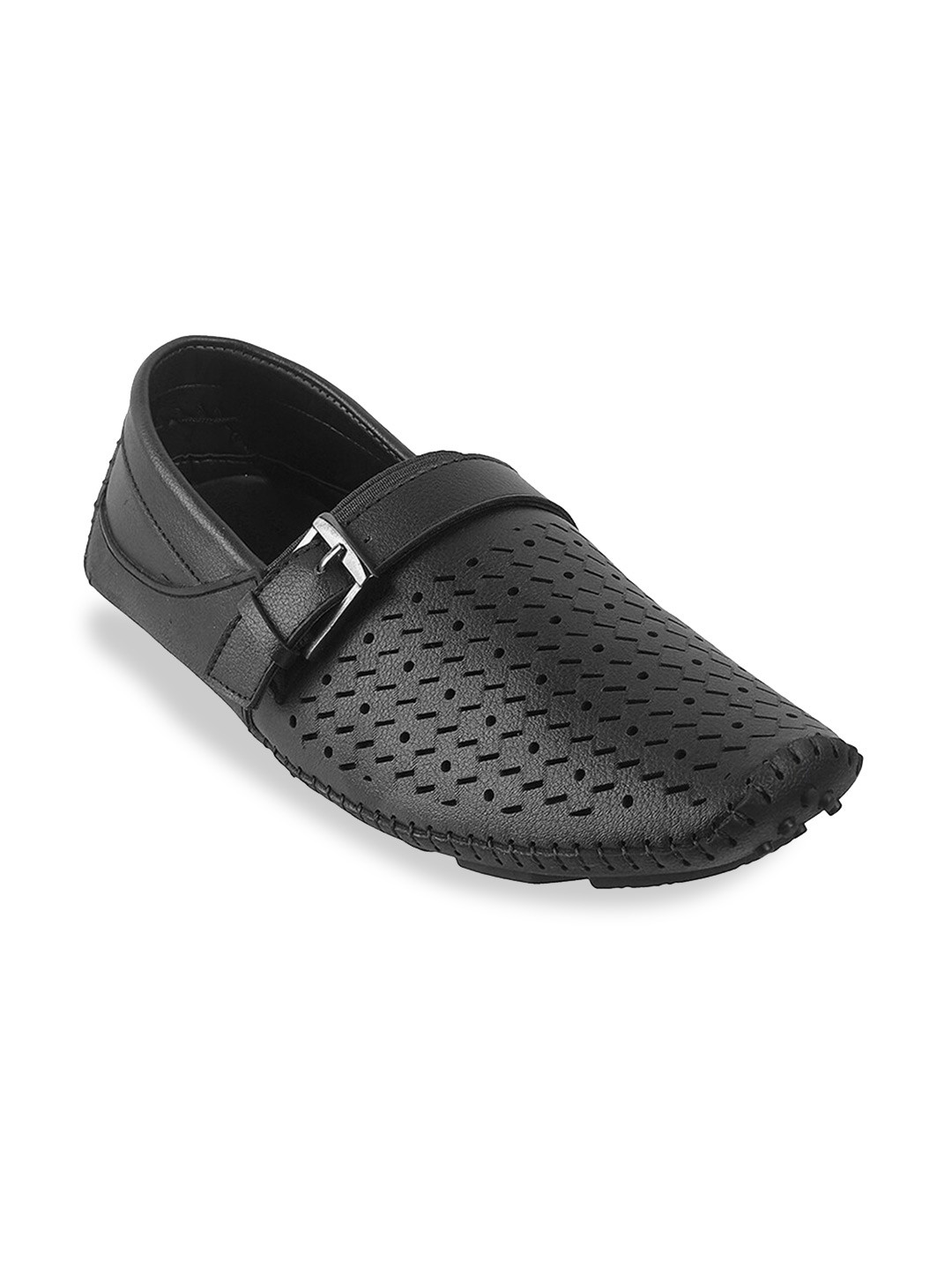 

WALKWAY by Metro Men Black Cut Work Detailed Shoe Style Sandals