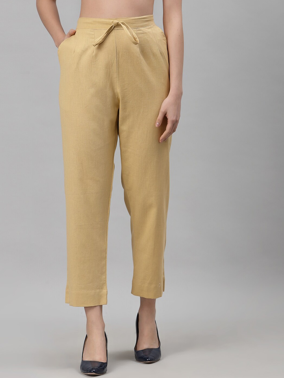 

NEUDIS Women Camel Brown Classic Trousers