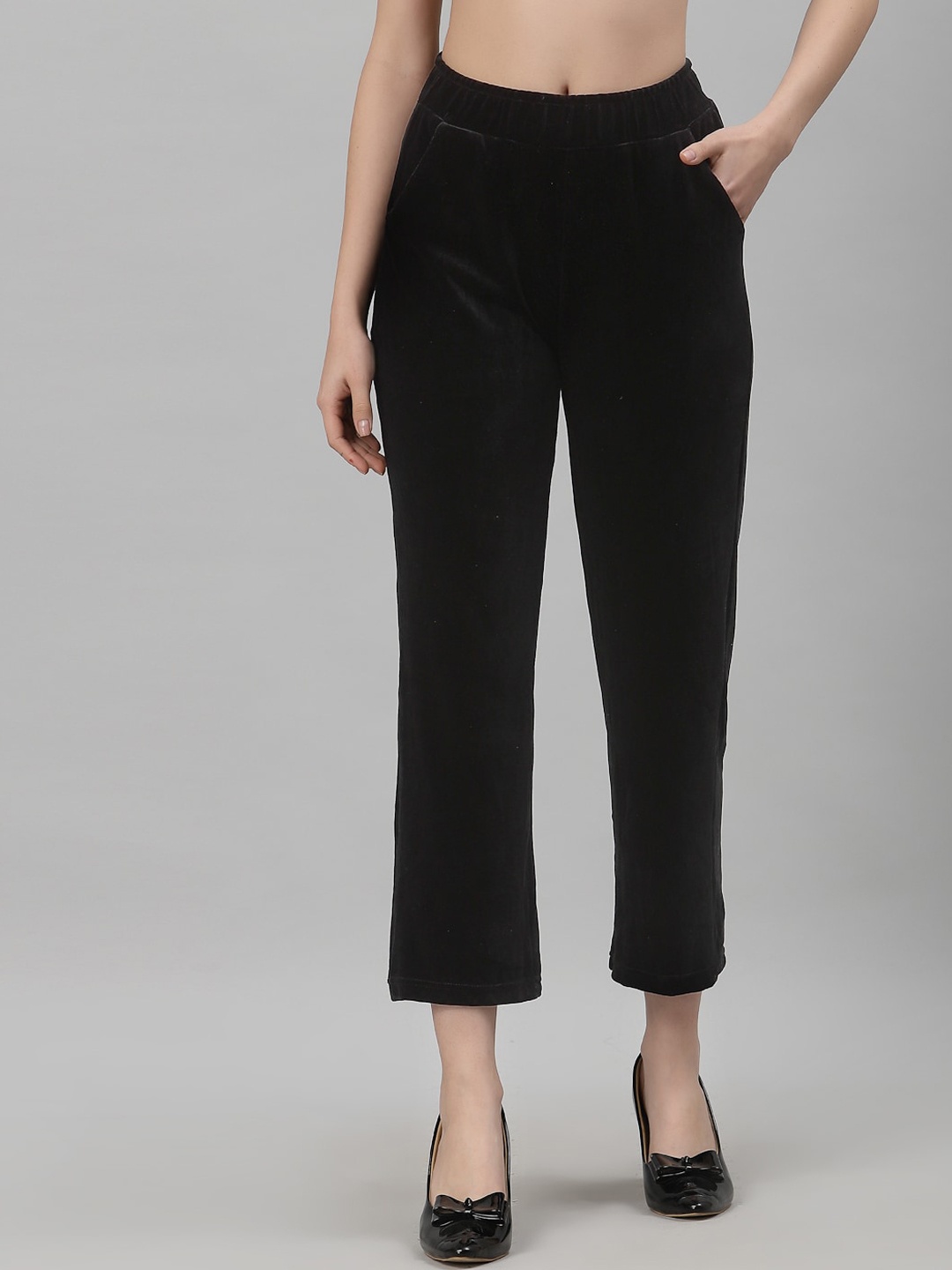 

NEUDIS Women Black Comfort Flared Trousers