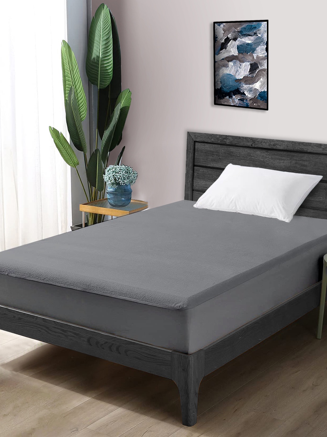 

Divine Casa Grey Solid Single Size 210 GSM Water Resistant Mattress Protector