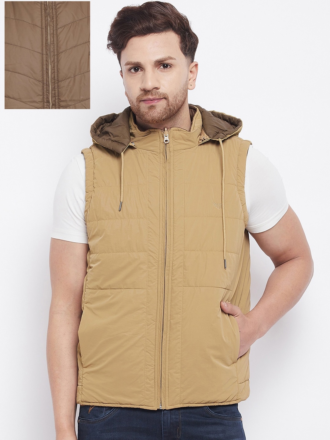 

Duke Men Brown Reversible Hooded Padded Jacket