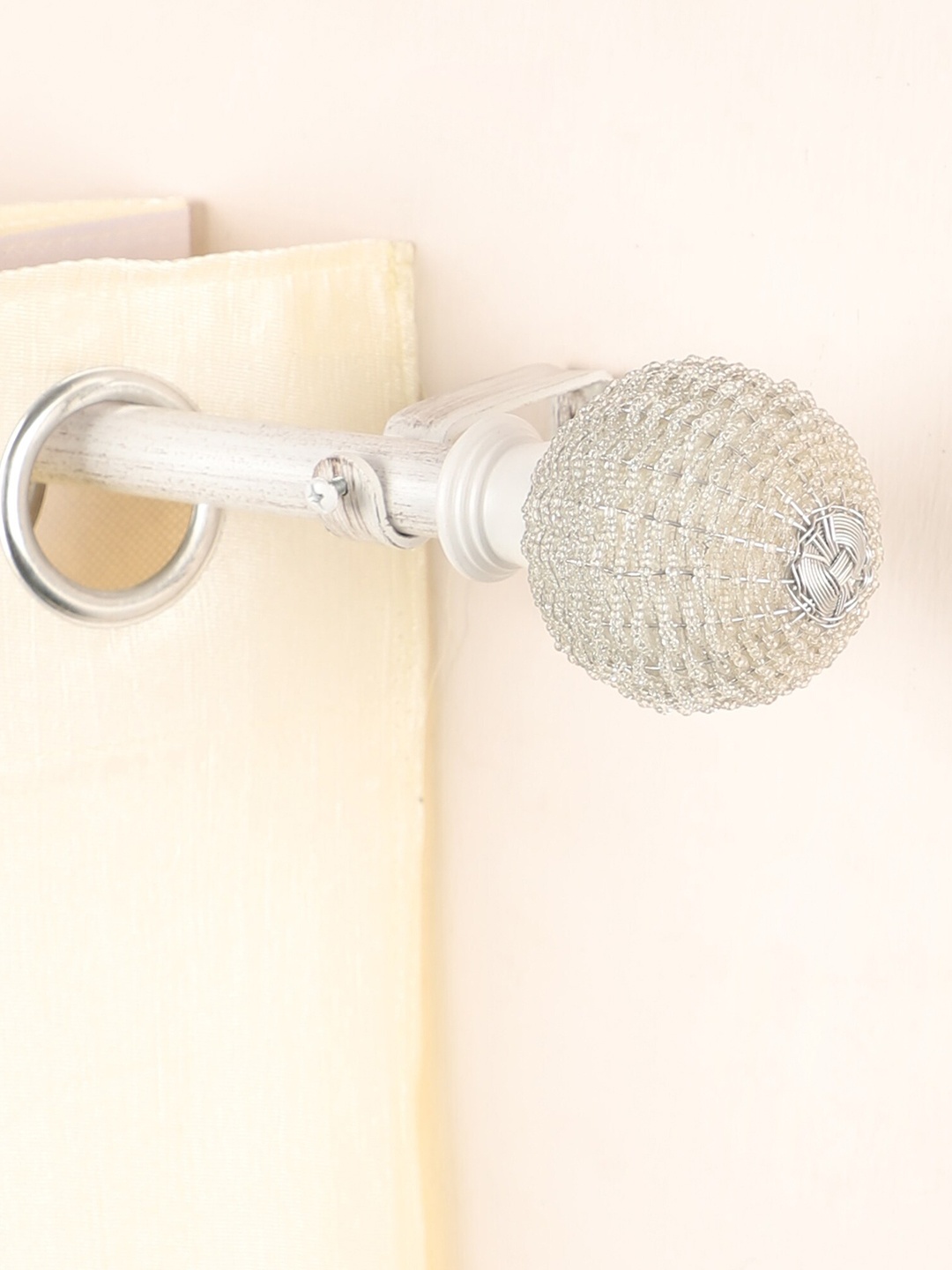 

The Decor Mart Set Of 2 White Extendable Curtain Rod With Metal Finial