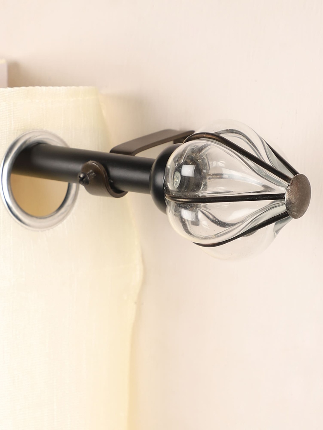 

The Decor Mart Pack of 4 Transparent & Black Extendable Curtain Rods