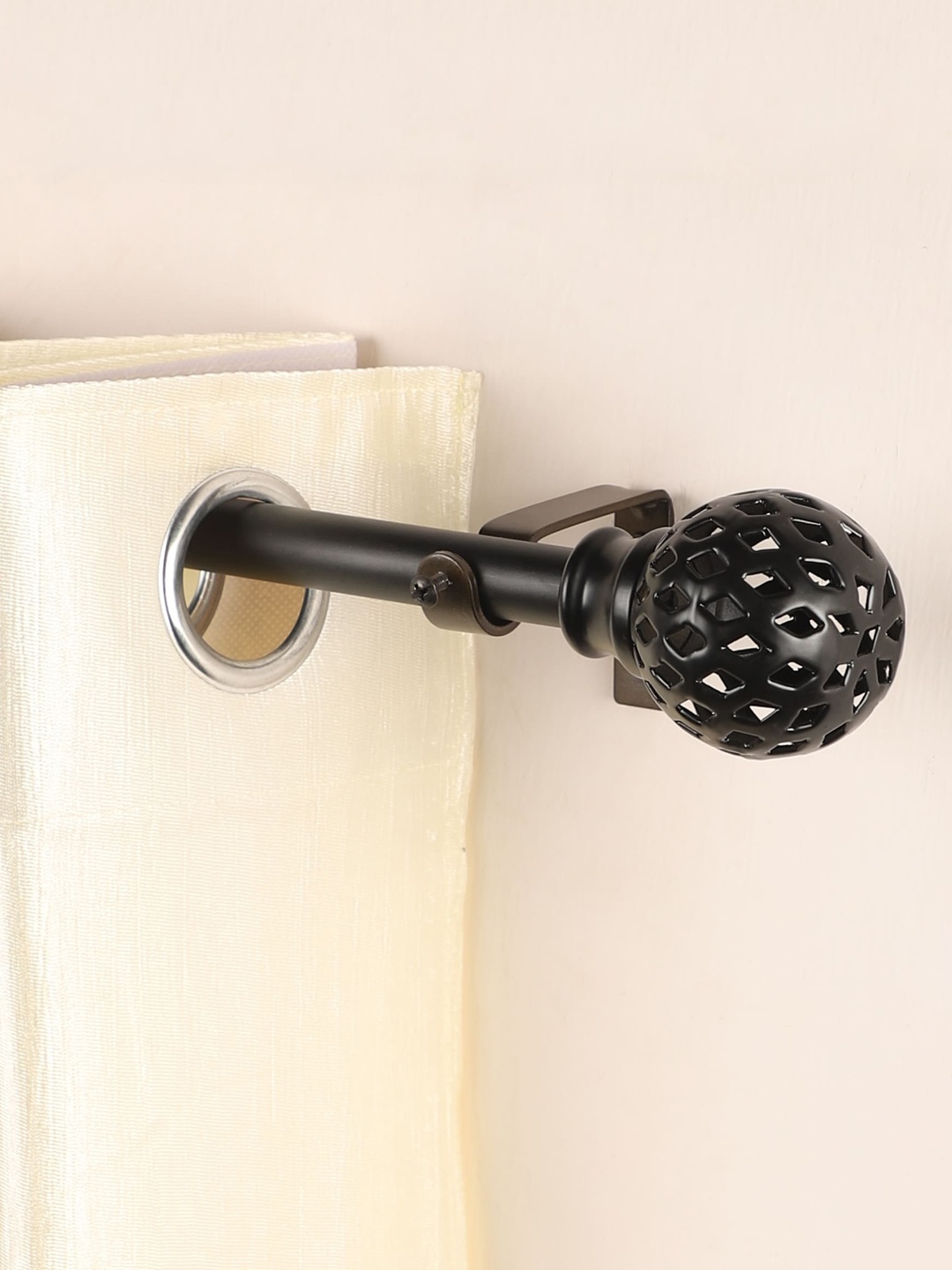 

The Decor Mart Set of 2 Black Extendable Curtain Rods With Brackets, White