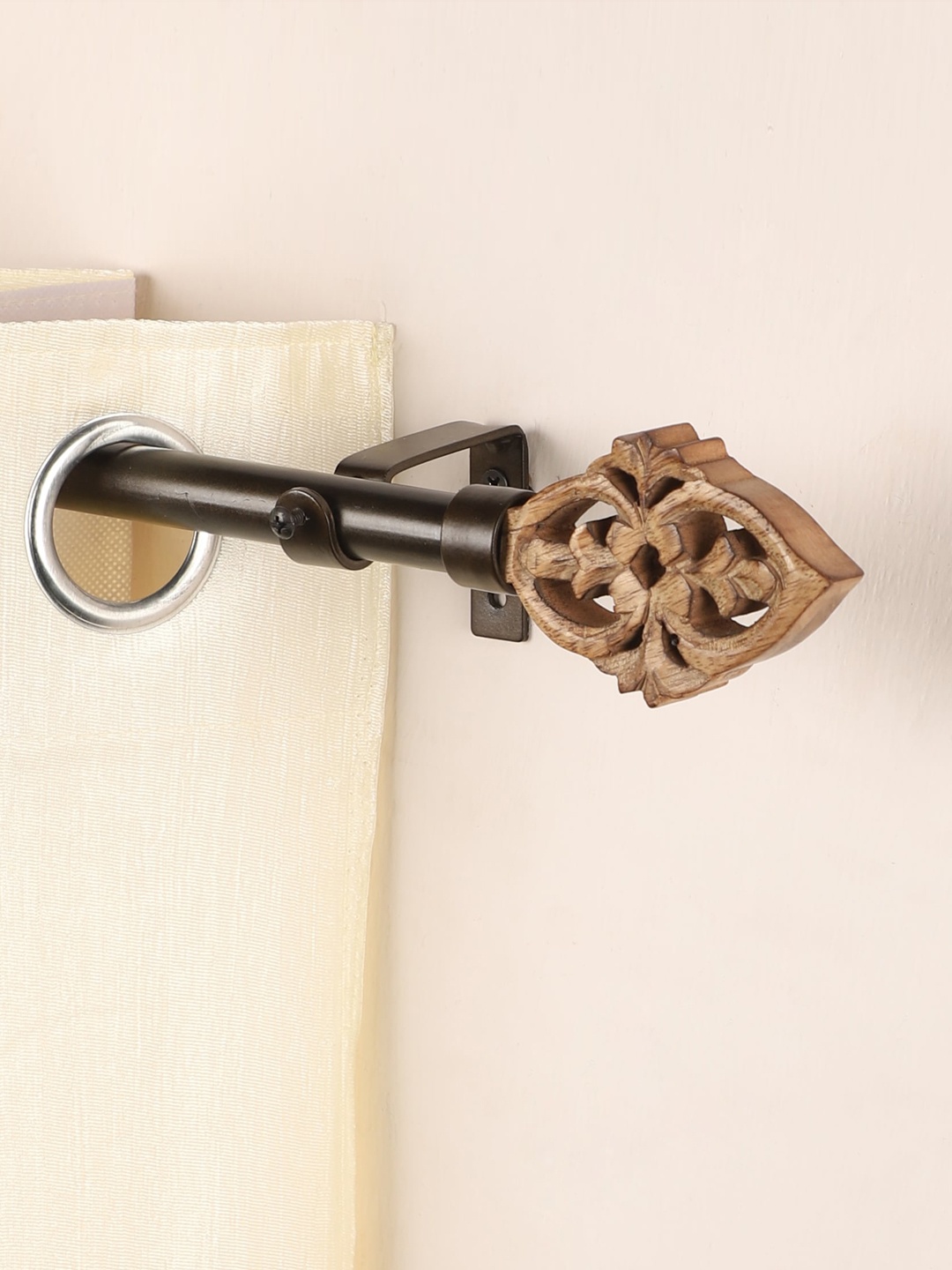 

The Decor Mart Set of 2 Black & Brown Extendable Curtain Rods With Brackets