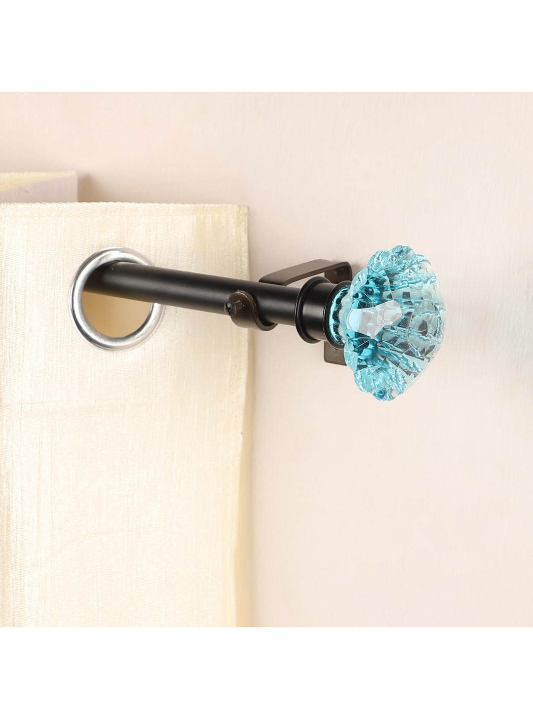 

The Decor Mart Set of 2 Blue & Black Extendable Curtain Rods With Brackets