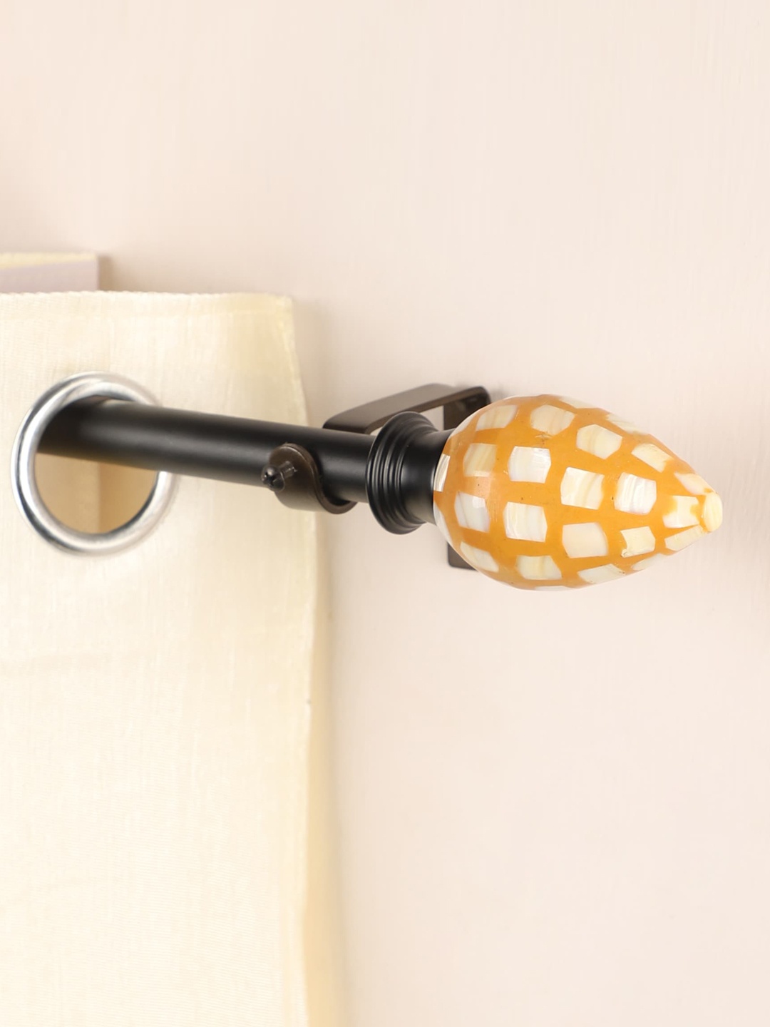 

The Decor Mart Set of 2 Orange & White Extendable Curtain Rods With Brackets