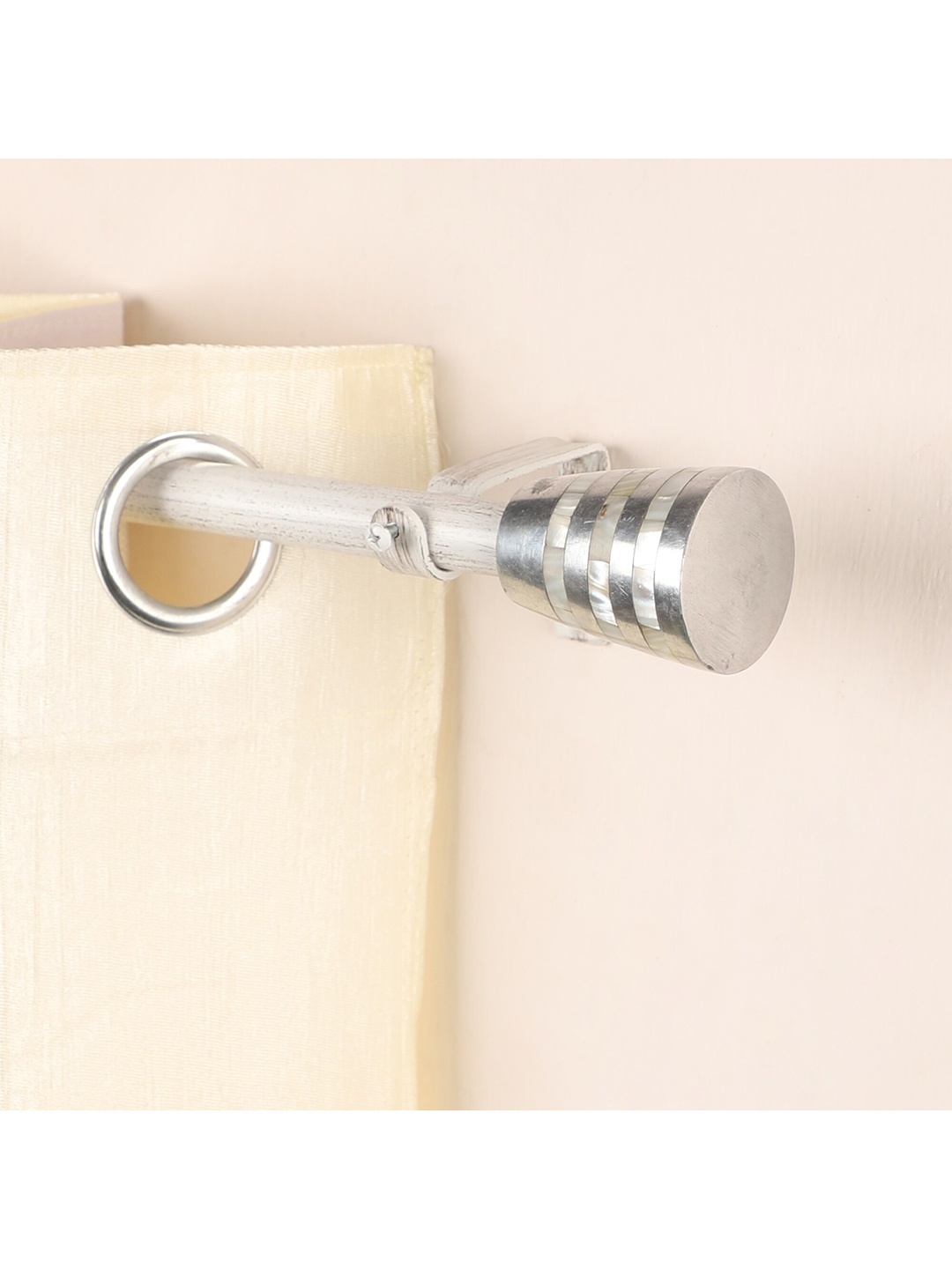 

The Decor Mart Set Of 2 White & Silver Extendable Curtain Rods With Brackets