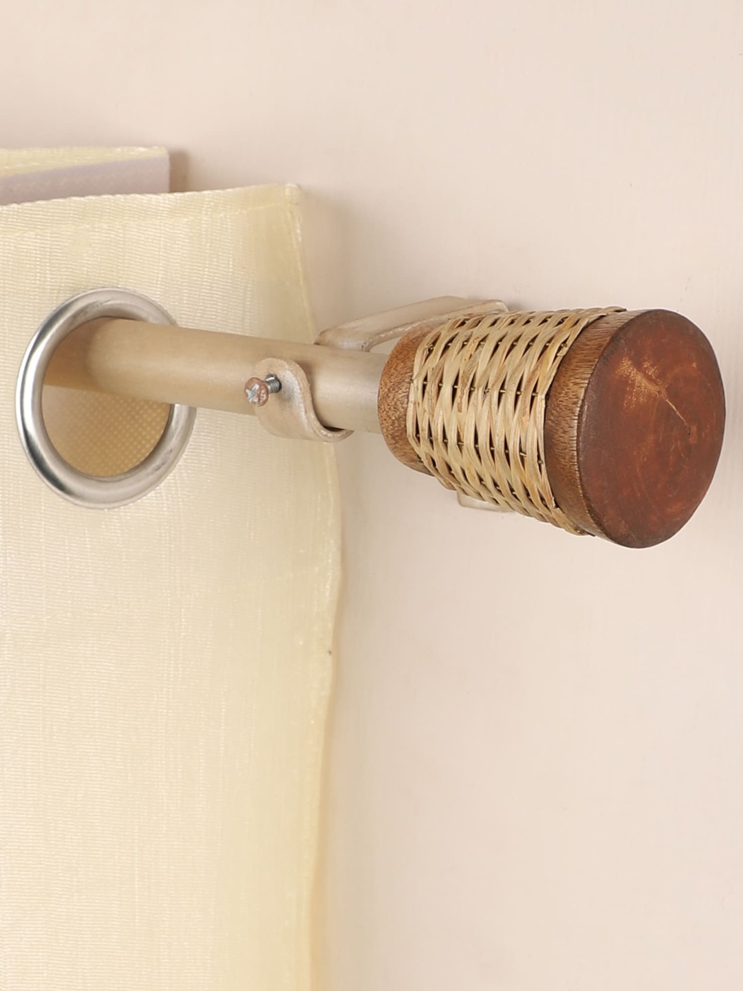 

The Decor Mart Set of 4 Yellow & Brown Extendable Curtain Rods With Brackets