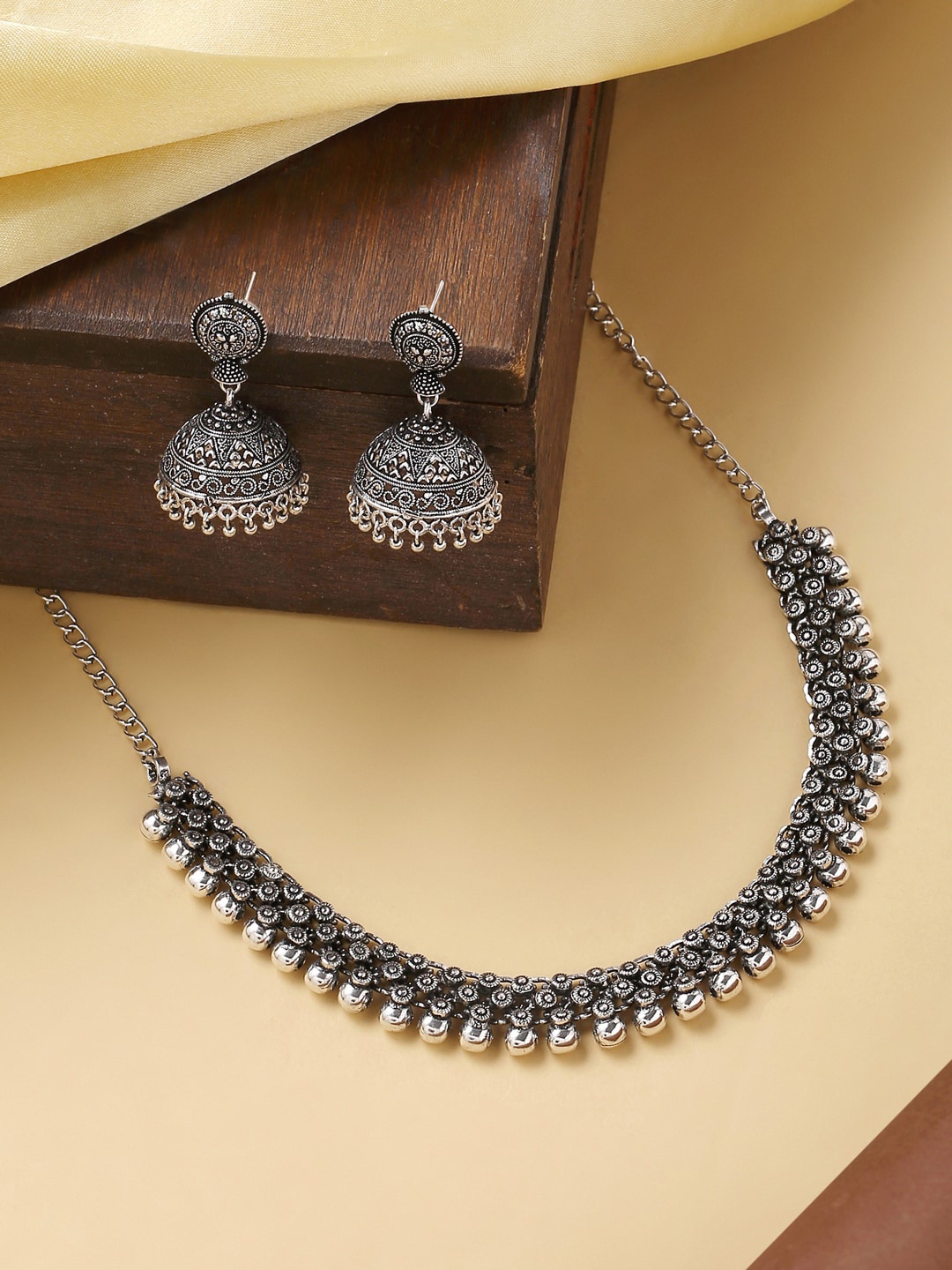 

VIRAASI Silver-Toned Oxidised Jewellery Set