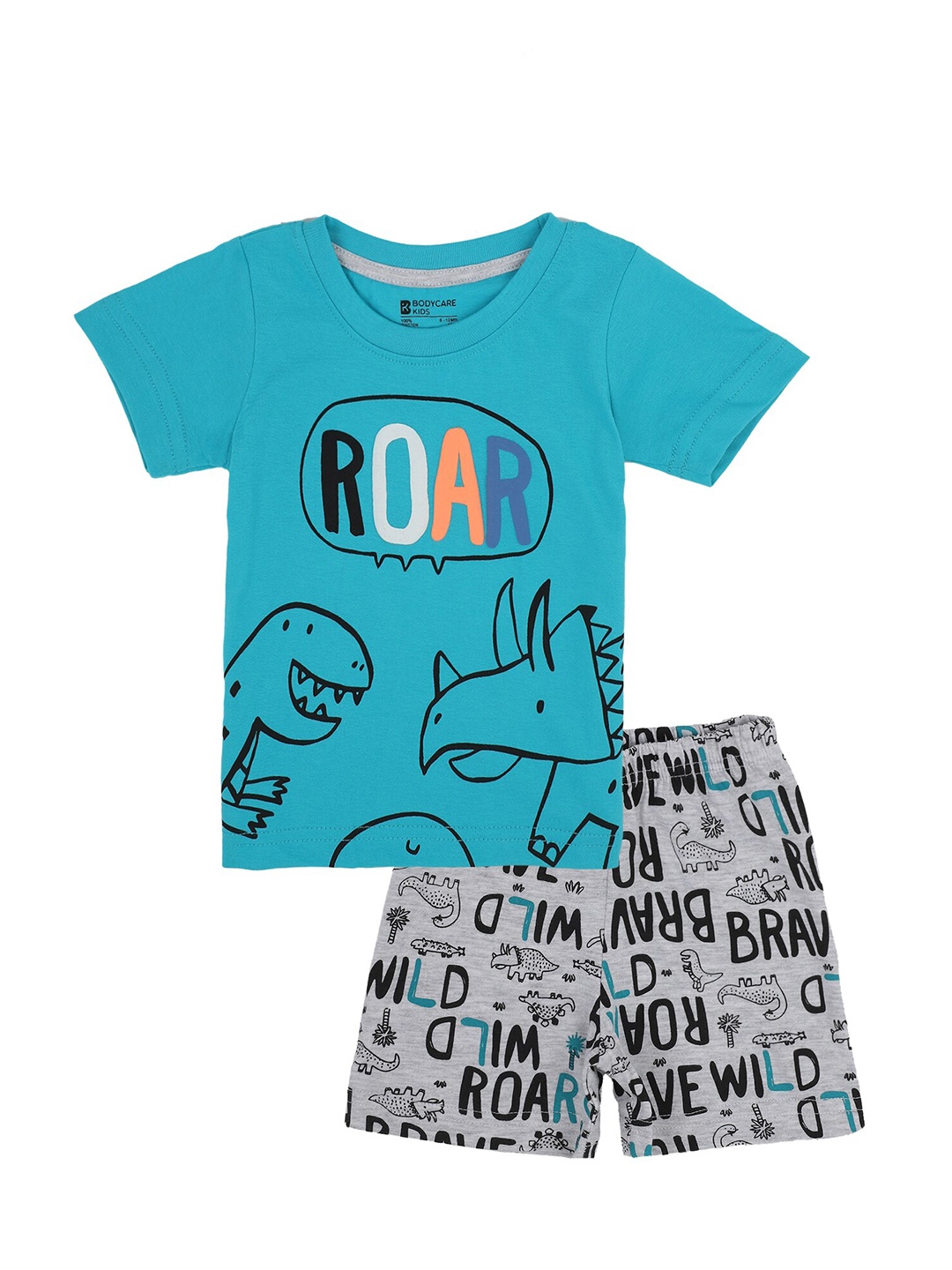 

Bodycare Kids Blue & Grey Cotton Printed Co-Ords