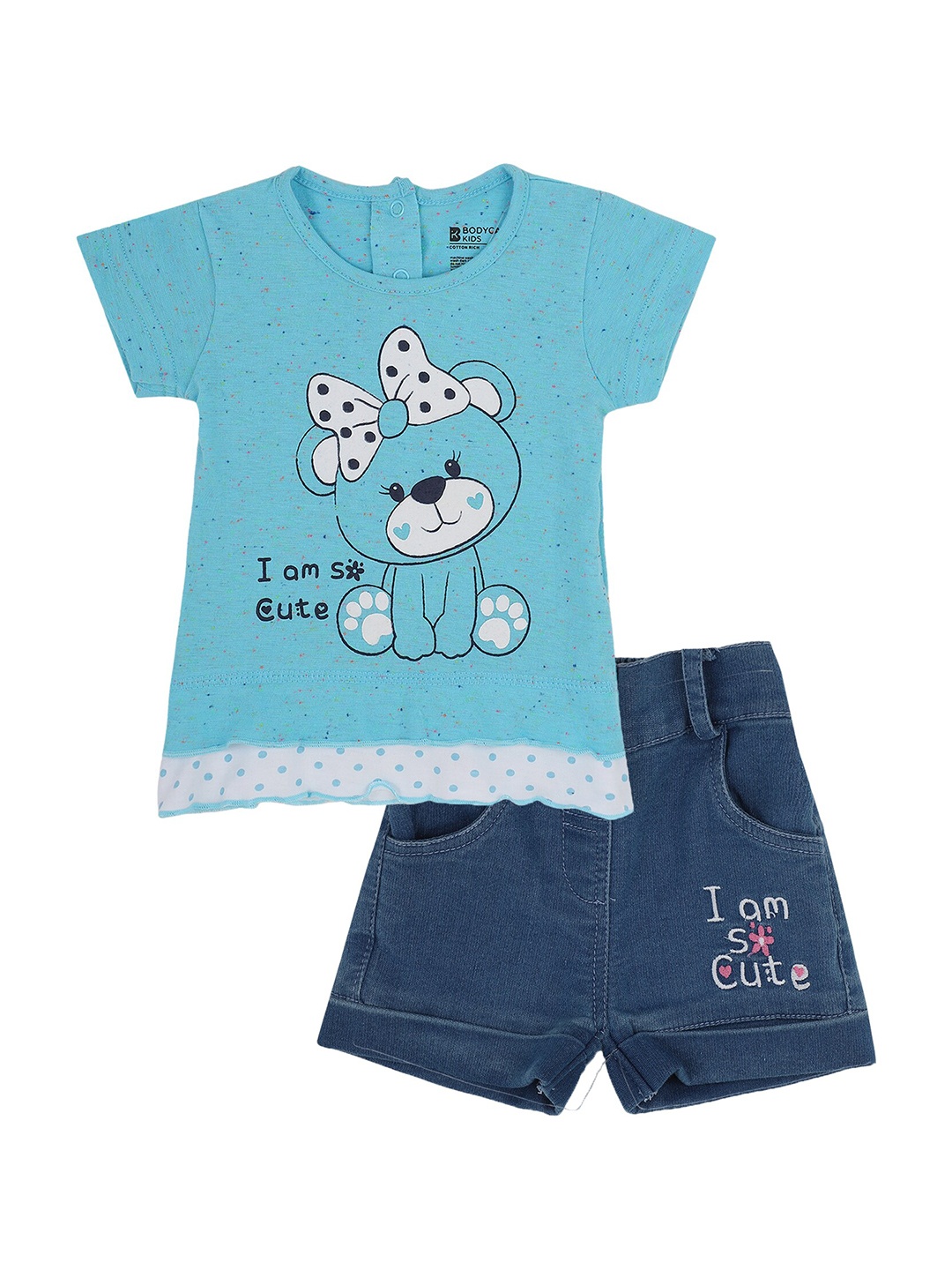 

Bodycare Kids Girls Blue & Navy Blue T-shirt with Shorts