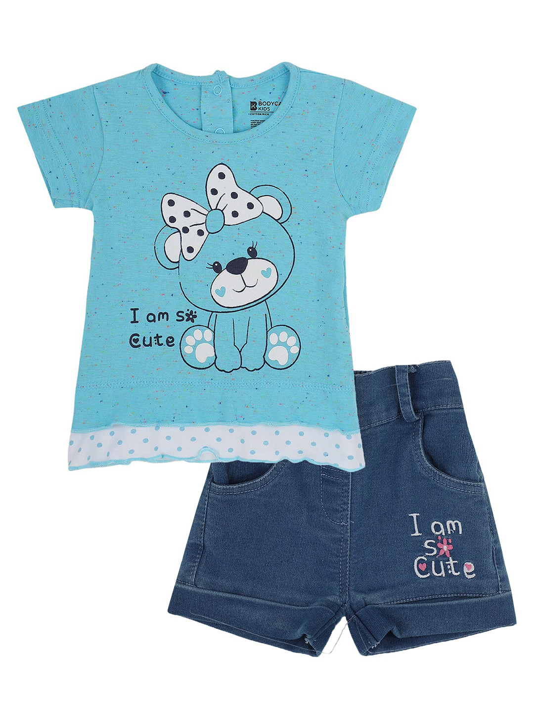 

Bodycare Kids Girls Blue Printed Top With Shorts