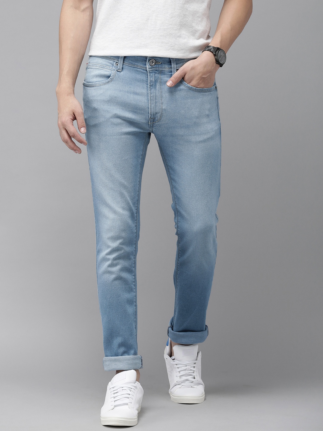 

BEAT LONDON by PEPE JEANS Men Blue Vapour Slim Fit Light Fade Stretchable Jeans