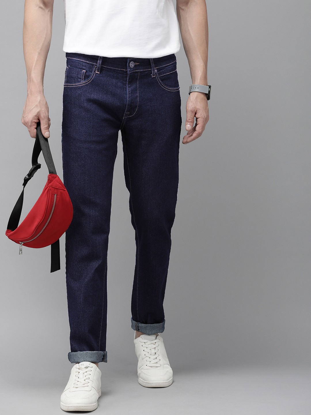 

BEAT LONDON by PEPE JEANS Men Navy Blue Harper Vapour Slim Fit Stretchable Jeans
