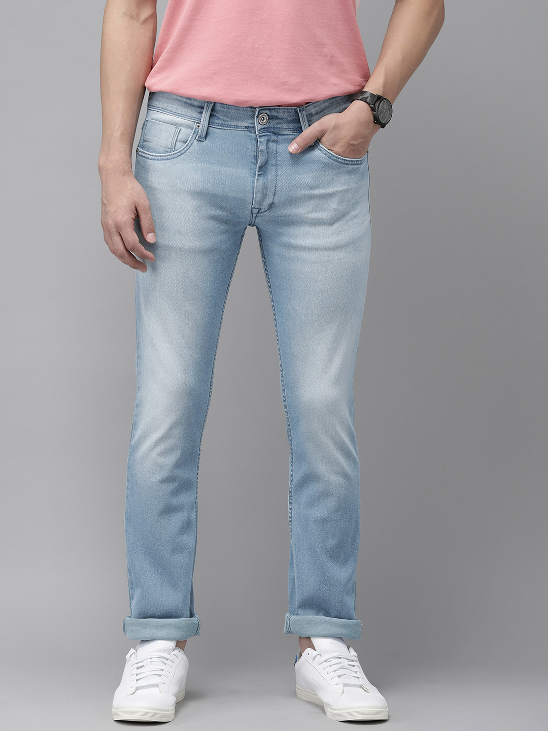 

BEAT LONDON by PEPE JEANS Men Blue Vapour Slim Fit Heavy Fade Stretchable Jeans