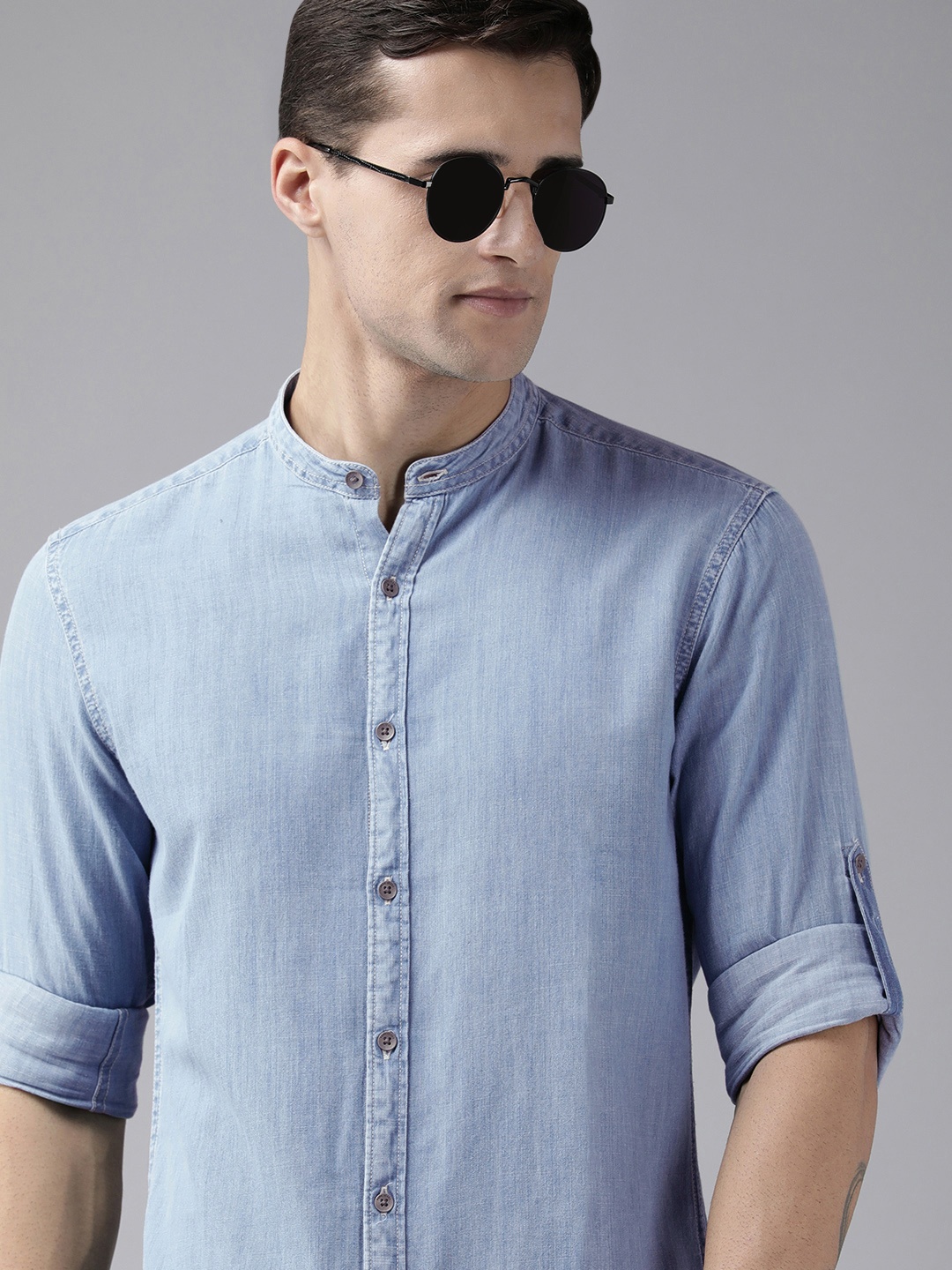 

BEAT LONDON by PEPE JEANS Men Blue Slim Fit Pure Cotton Casual Shirt