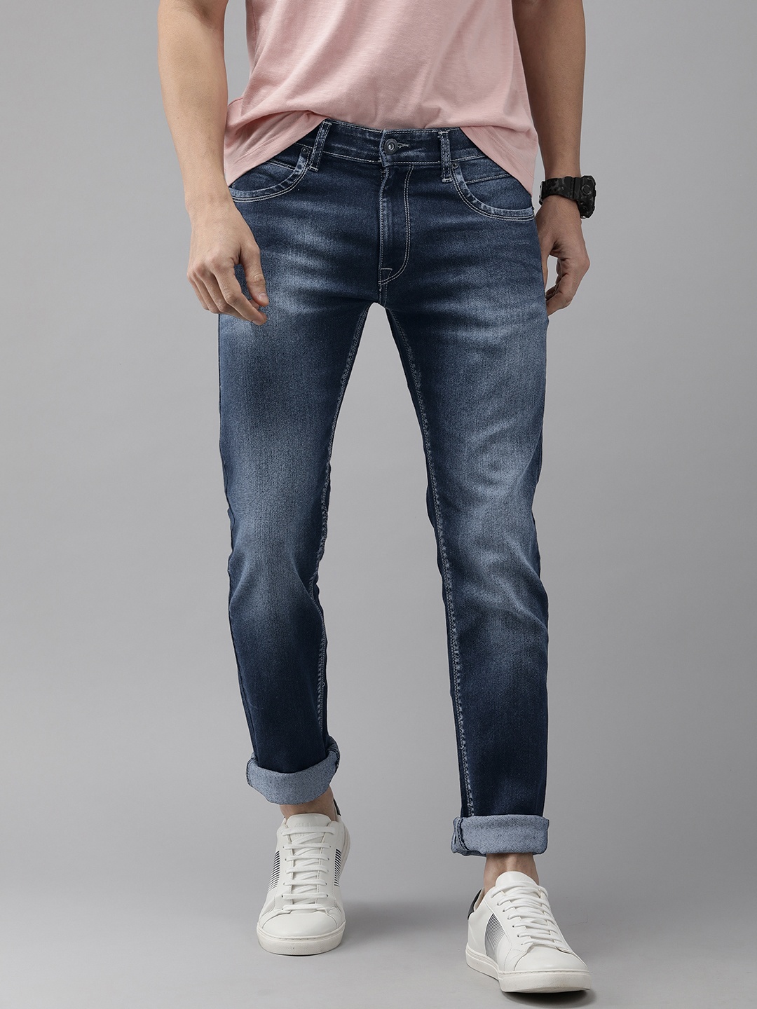 

BEAT LONDON by PEPE JEANS Men Blue Vapour Slim Fit Heavy Fade Stretchable Jeans