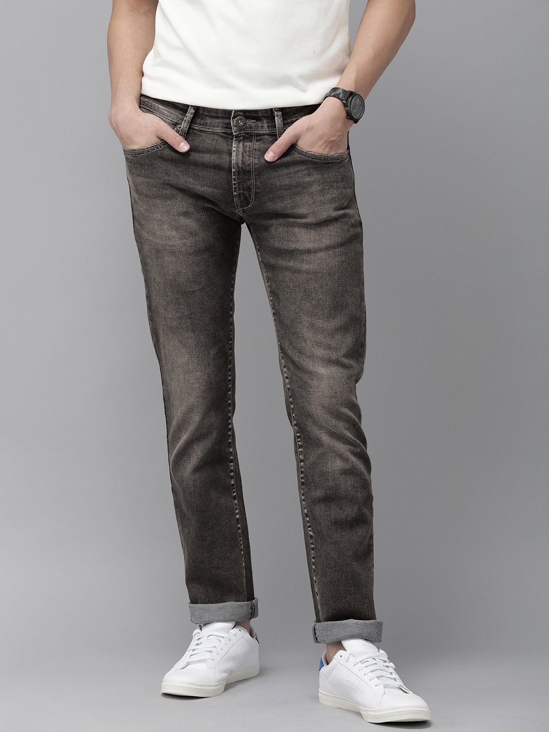

BEAT LONDON by PEPE JEANS Men Grey Slim Fit Light Fade Mid-Rise Stretchable Jeans