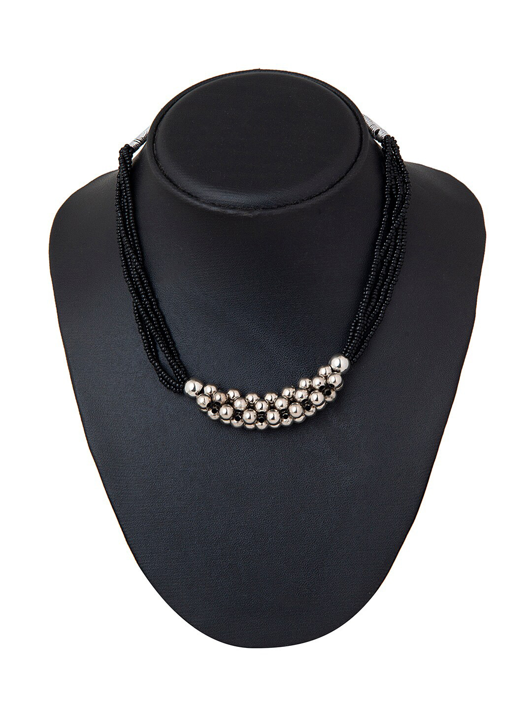 

Shining Jewel - By Shivansh Silver-Plated & Black Brass Mangalsutra Thushi Necklace