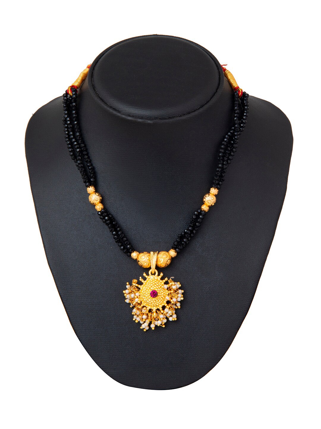 

Shining Jewel - By Shivansh Gold-Plated & Black Brass Mangalsutra