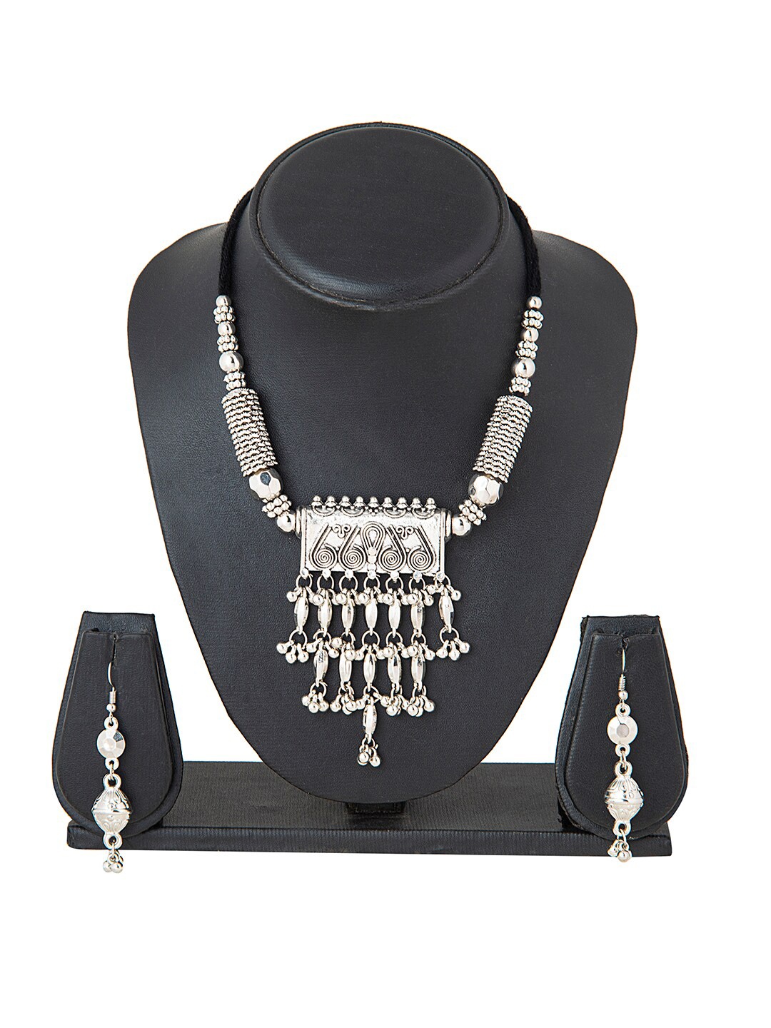 

Shining Jewel - By Shivansh Silver-Plated Brass Necklace with Earrings